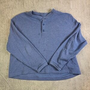L.L.Bean Men's XL Waffle Knit Henley Long Sleeve Traditional Fit Blue